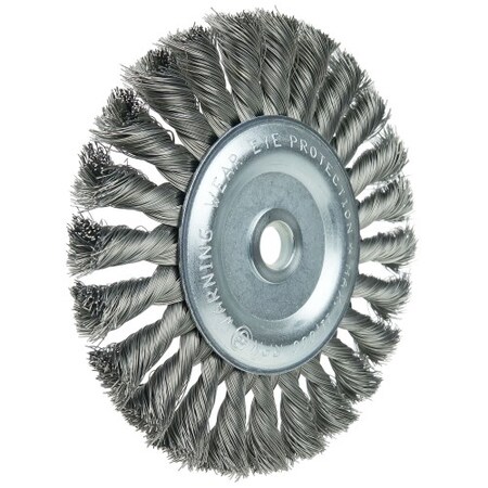 Weiler Wolverine 6" Knot Wire Wheel, .014" Steel Fill, 5/8"-1/2" Arbor Hole 36227